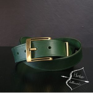 Mens Belt, Full Grain Leather - Green