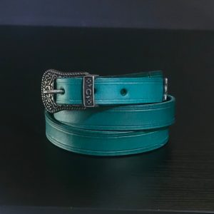Ladies Belt, Full Grain Leather - Turquoise - Size 36