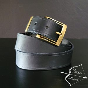 Mens Belt, Full Grain Leather - Navy