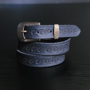 Ladies Belt, Full Grain Leather - Navy